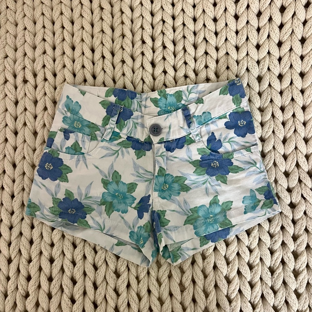Floral Blue and Green Kids' Shorts